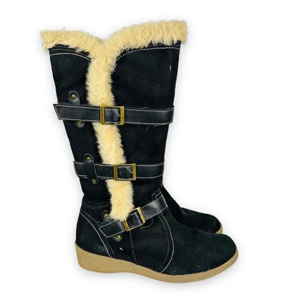 Nine West Darrion Winter Casual Boots Black Youth 4M‎